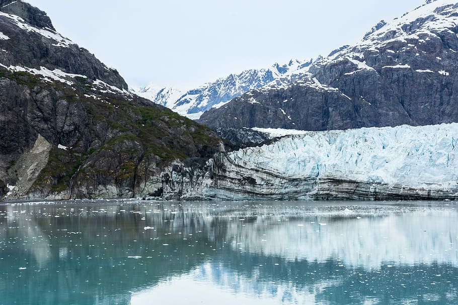 Glacier, Alaska, Bay, margerie, blue, ice, scenery, landscape, HD wallpaper