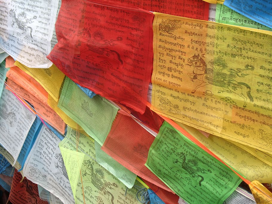 prayer flags, tibetan, color, multi colored, communication, HD wallpaper