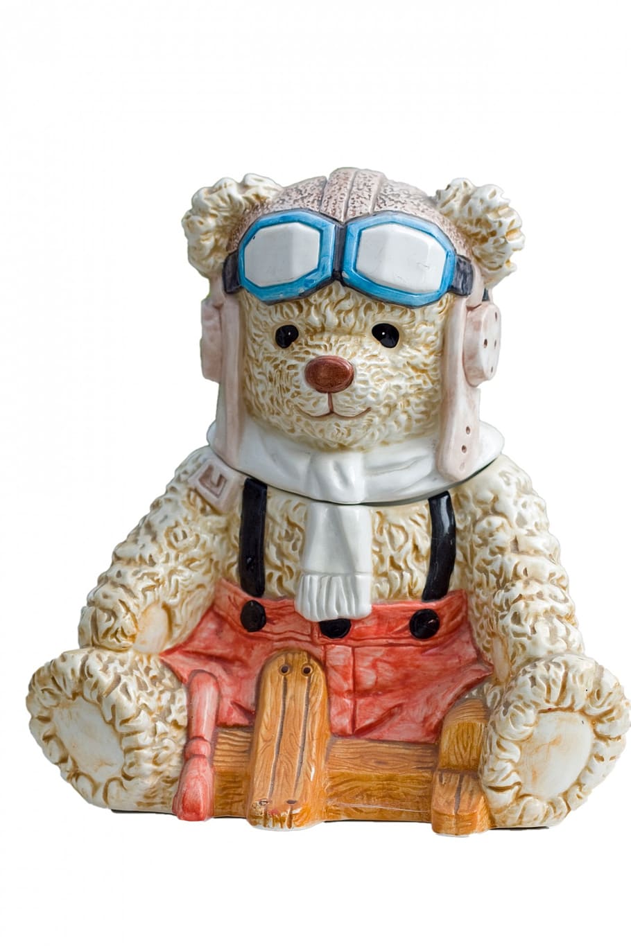 bear wearing goggles cookie jar, teddy, teddy bear, ornament, HD wallpaper