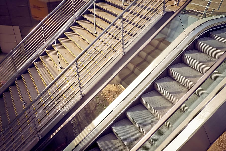 architecture, stairs, escalator, gradually, building, gradually architecture HD wallpaper