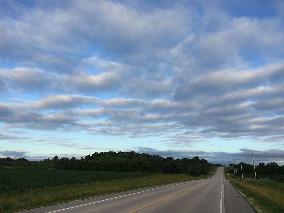sky, road, landscape, highway, outdoor, cloud, summer, rural HD wallpaper