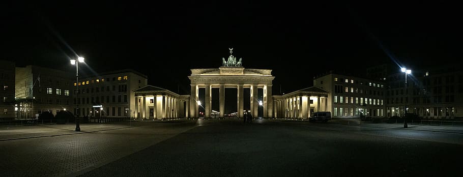 white concrete building during night, berlin, brandenburg gate, HD wallpaper