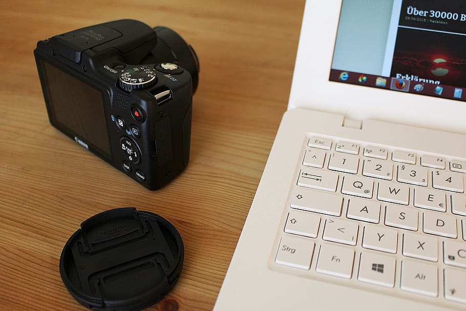camera, notebook, keys, work, technology, computer, computer equipment HD wallpaper