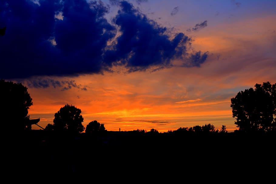 sunset, cloud, night, storm, sky, tree, silhouette, cloud - sky HD wallpaper