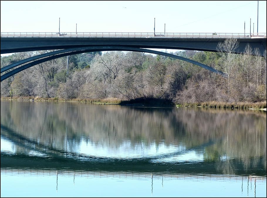 Bridge, Water, Reflection, River, Rural, overpass, structure HD wallpaper
