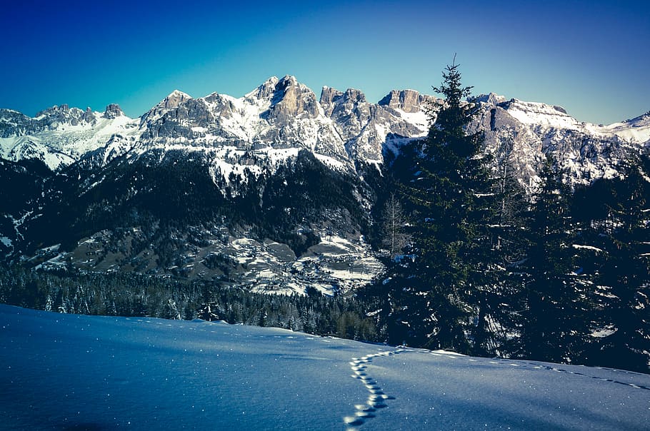 snow covered mountain ranges during daytime in landscape photography, snow-covered mountains and forest during daytime HD wallpaper
