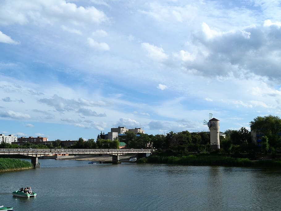 City, Bridge, Bridge, River, Sky, summer, landscape, architecture HD wallpaper