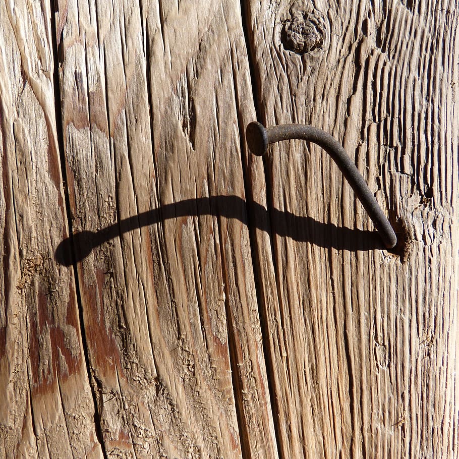 Nail, Wood, Shadow, Rust, Macro, Old, wood - Material, brown HD wallpaper