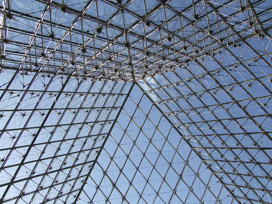 Glass, Window, Dome, glass window, blue, modern, full frame HD wallpaper