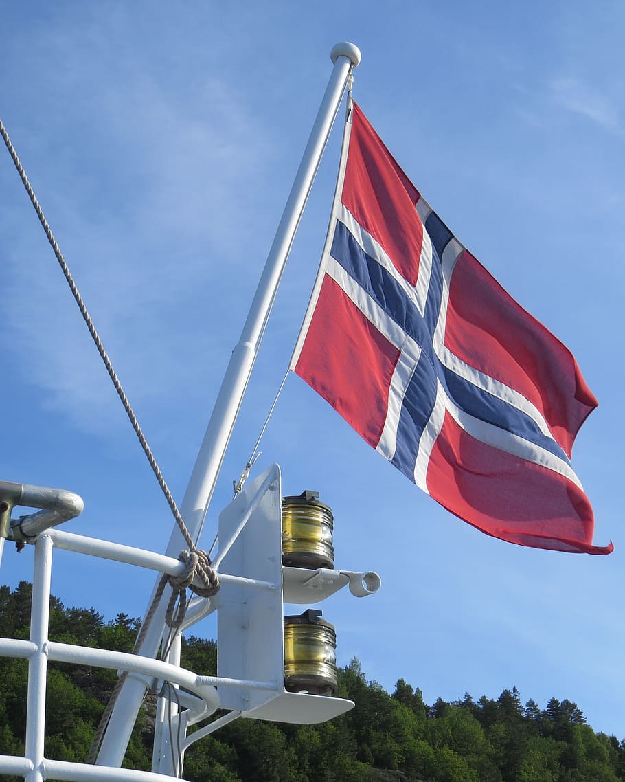 boat, ferry, flag, sky, nature, low angle view, patriotism HD wallpaper