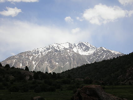 mountains, clouds, landscape, nature, snow, sky, the top of the mountain HD wallpaper