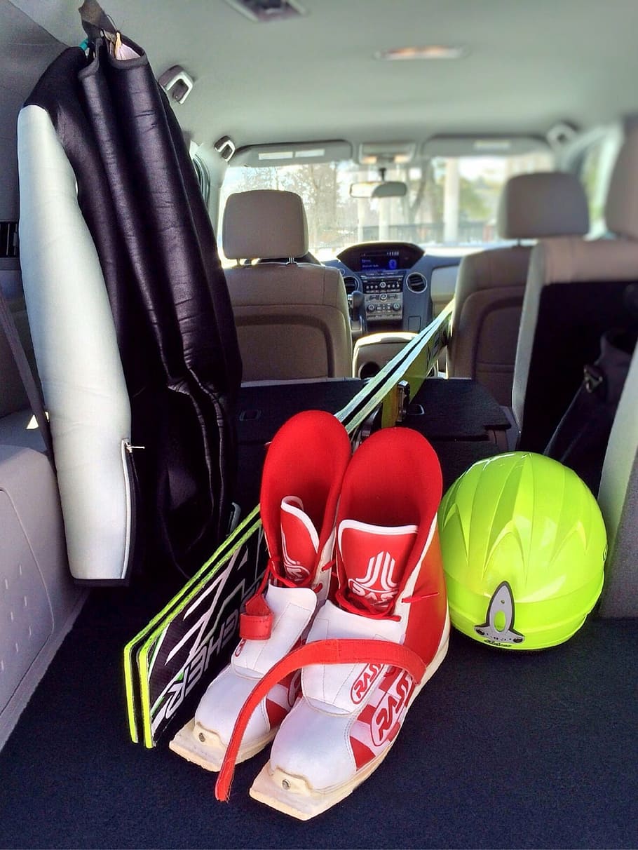 car, ski, winter, packing, baggage, gear, vehicle interior HD wallpaper