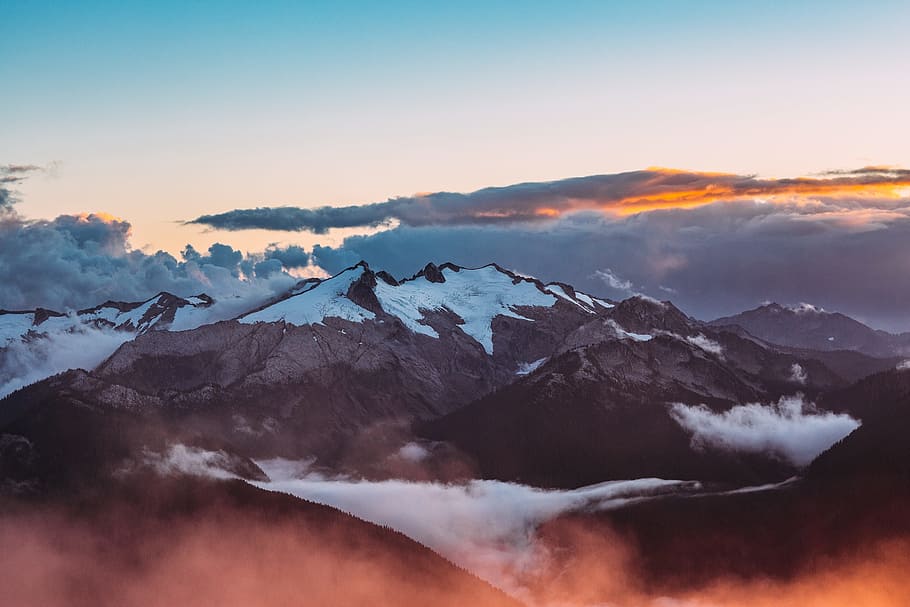 aerial photo of mountain range, closeup photography of mountains HD wallpaper