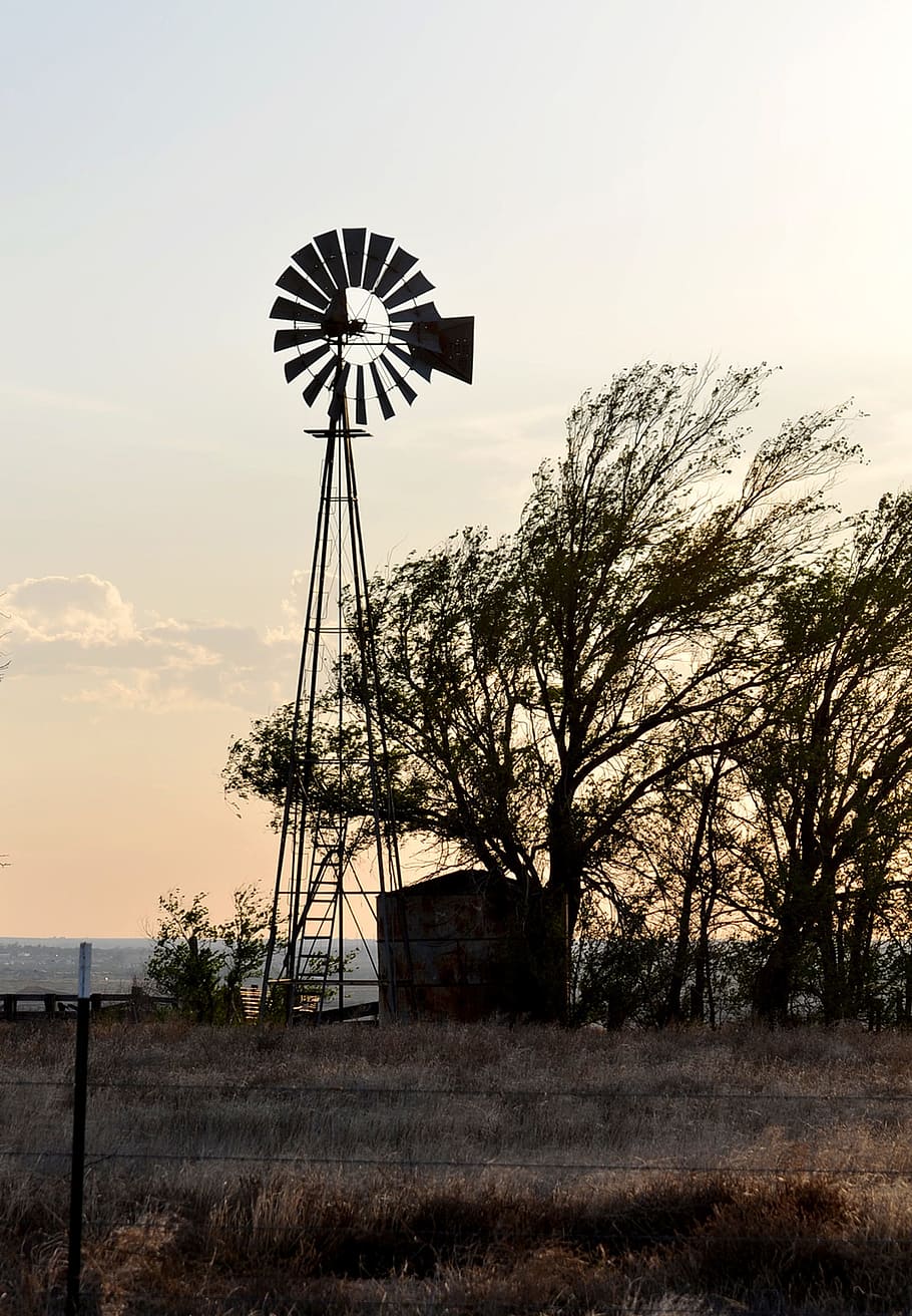 windmill, texas, sunset, sky, alternative energy, renewable energy HD wallpaper