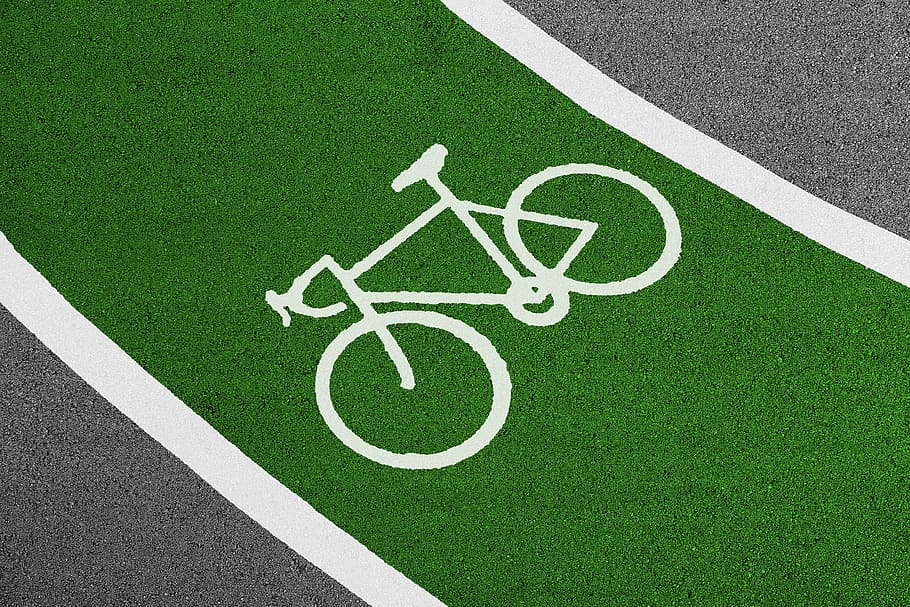 road, field, sign, texture, asphalt, bicycle, empty, grass, ground, HD wallpaper