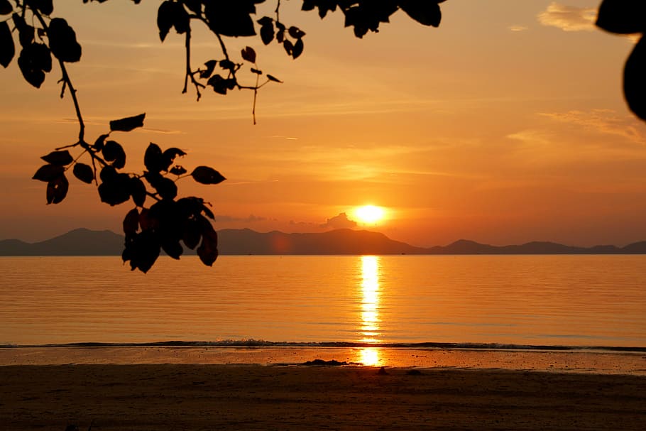 sunset, sea, mallorca, mood, water, abendstimmung, romantic HD wallpaper