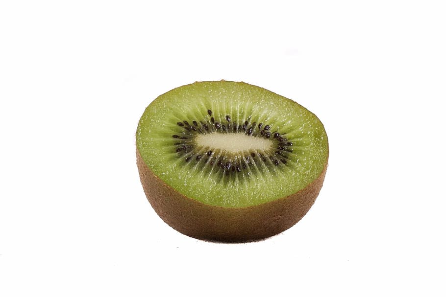 fruit, white background, macro, kiwi, cut, green, cross section HD wallpaper