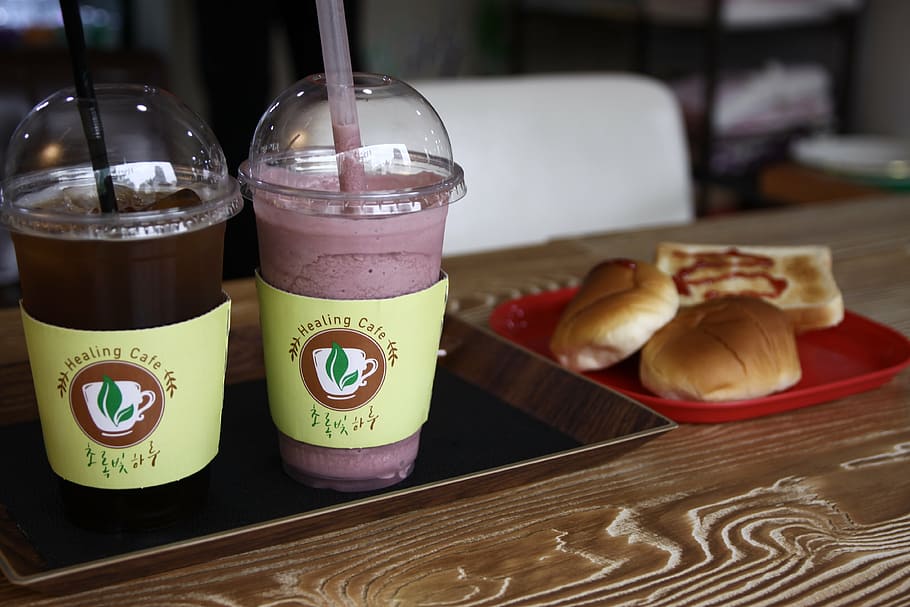 coffee, bread, dessert, green day, healing cafe, food and drink HD wallpaper
