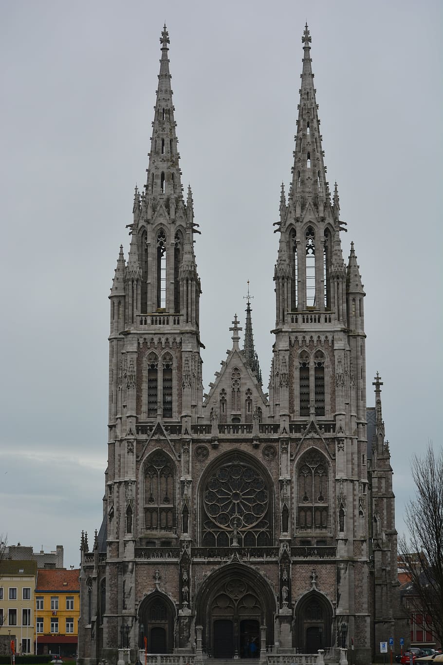 church, oostende, cathedral, towers, architecture, building exterior