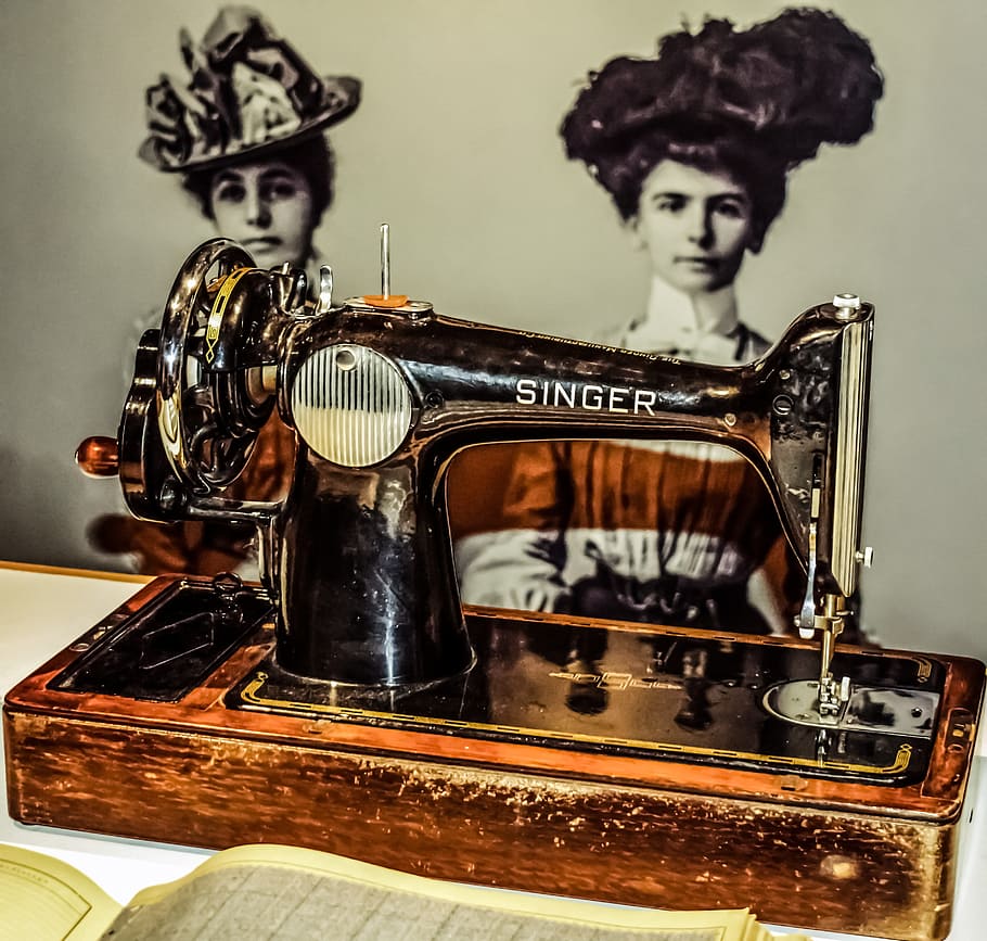 sewing machine, singer, old, antique, retro, vintage, black