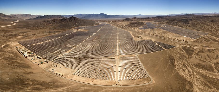 aerial photography of brown fields, aerial photo of building on desert HD wallpaper