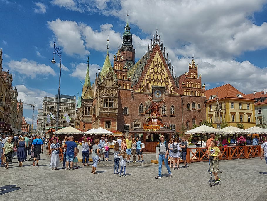 wrocław, the market, the town hall, view, architecture, poland, HD wallpaper