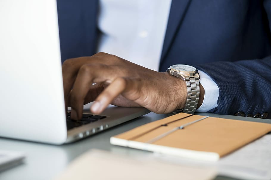 person using laptop on tabletop, business, computer, office HD wallpaper
