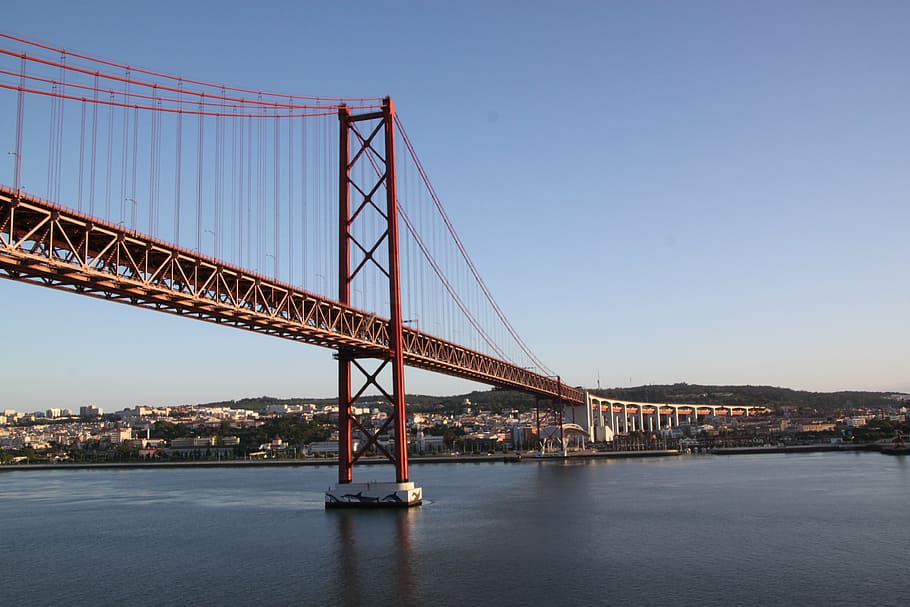 Golden Gate Bridge, ponte, abril, lisbon, portugal, tejo, suspension bridge, HD wallpaper