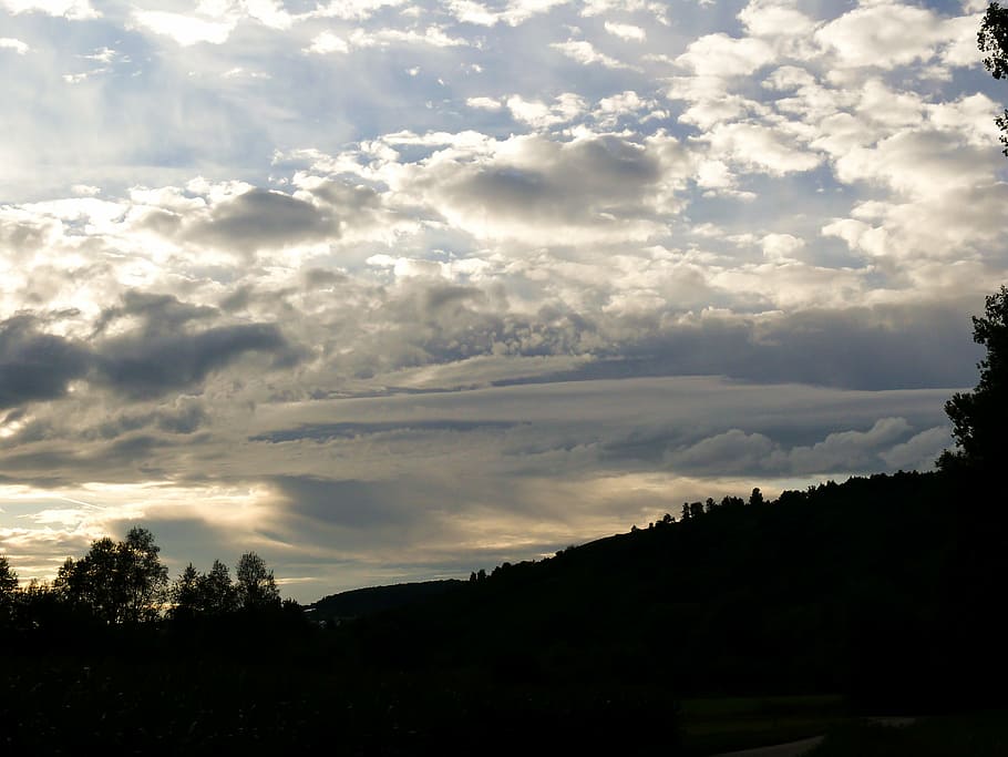 abendstimmung, sky, clouds, cloud - sky, beauty in nature, tree HD wallpaper