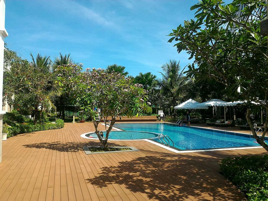 Swimming Pool, Summer, Sun, poolside, water, luxury, absence HD wallpaper