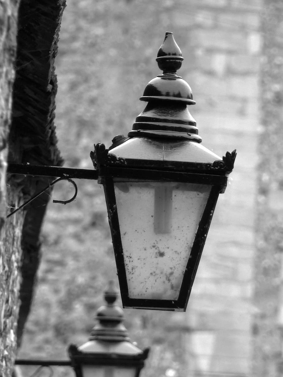 Lantern, Wall, Blackandwhite, outdoors, day, no people, tree HD wallpaper