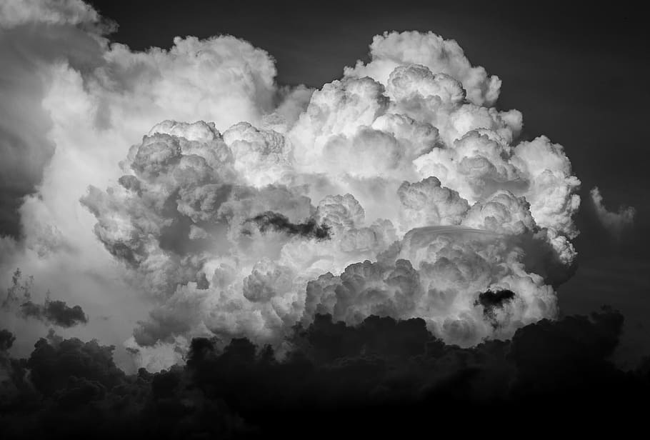 grayscale photo of clouds, texture, light, sky, white, black HD wallpaper