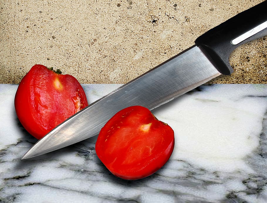 Tomato, Cut, Knife, Design, grown, image editing, image design HD wallpaper