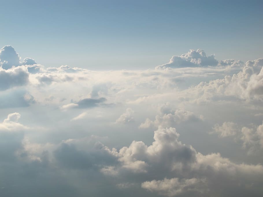 cloudy sky, the clouds, heaven, white, thick, nature, blue HD wallpaper