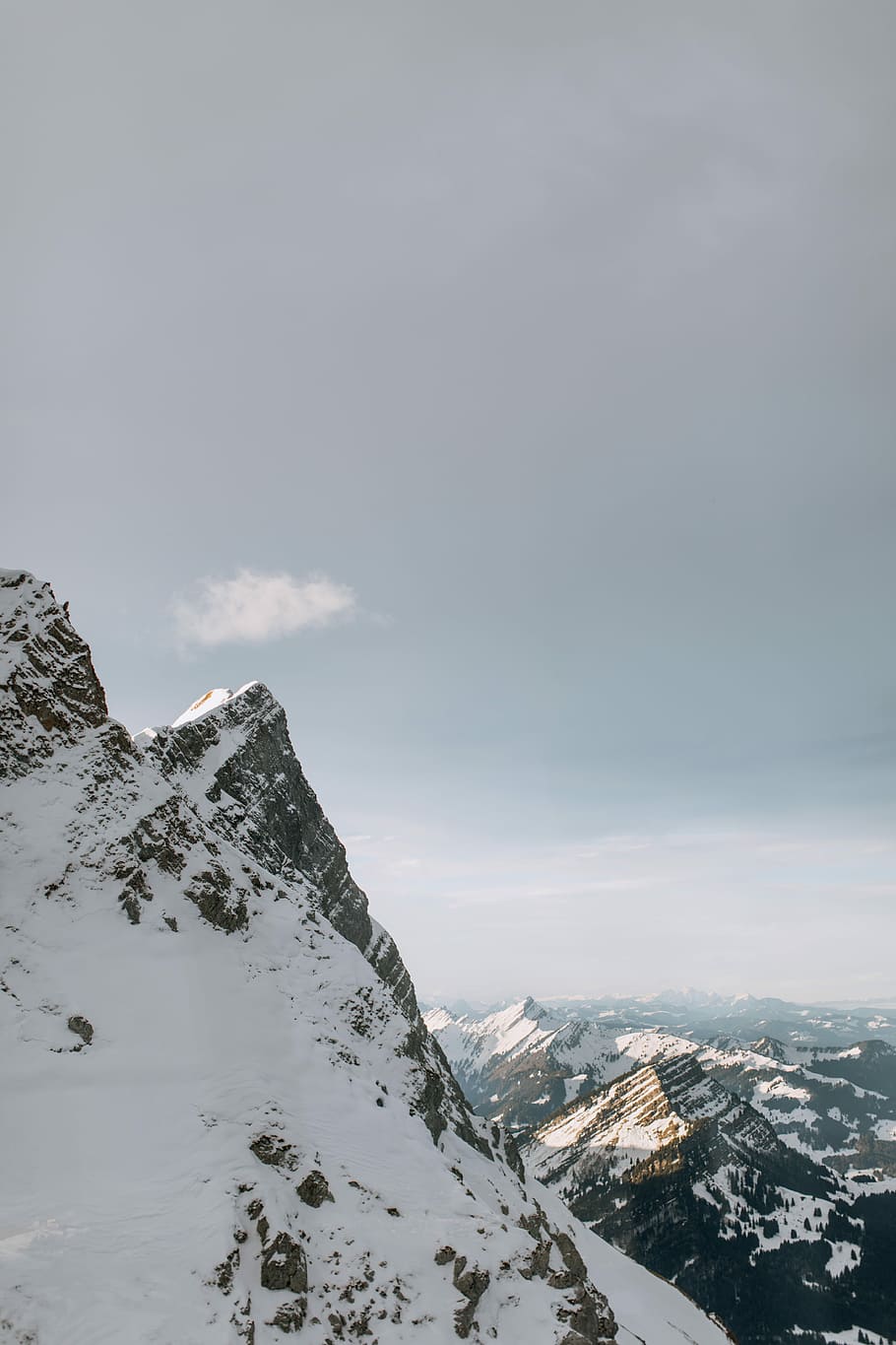 black mountain covered by snow during daytime, snow covered mountains HD wallpaper