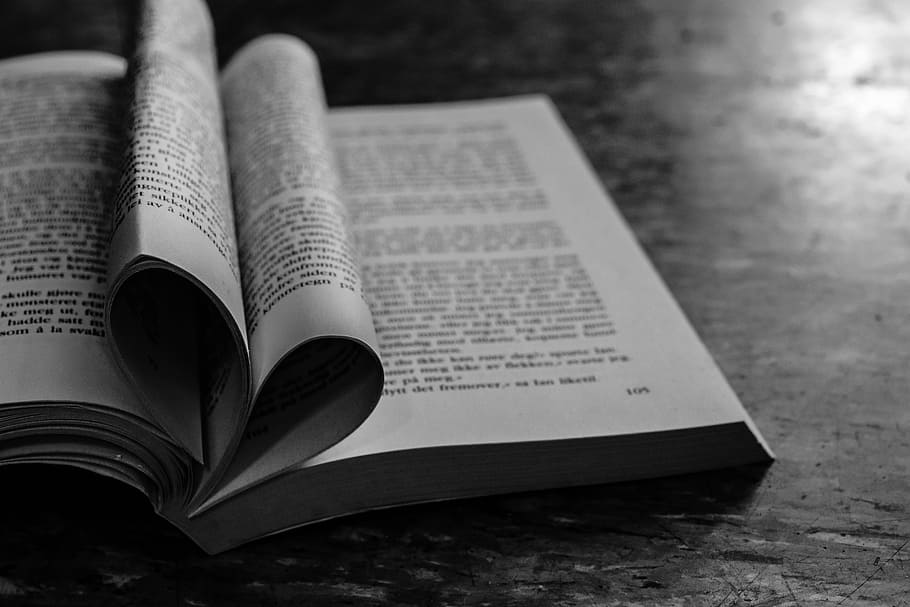 opened book on floor, reading, pages book, heart shape, paper HD wallpaper