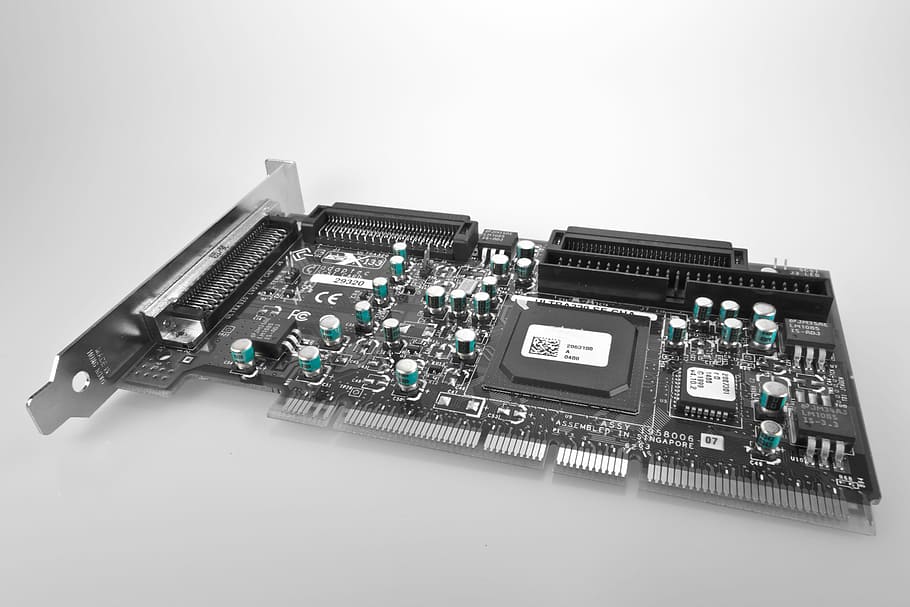 black and gray expansion card on white surface, Network Card HD wallpaper