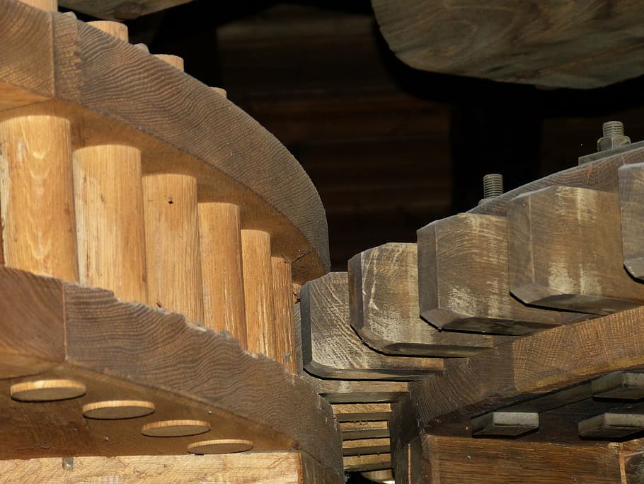 mill, flour mill, windmill, wood, gear, gearings, woods, gears HD wallpaper