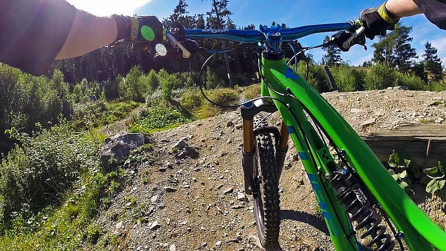 person driving a green full-suspension bicycle, Mountain Bike, HD wallpaper