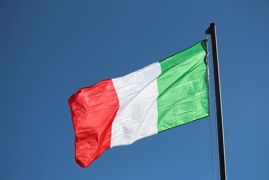 HD wallpaper: italy, flag, the flagpole, patriotism, sky, clear sky ...