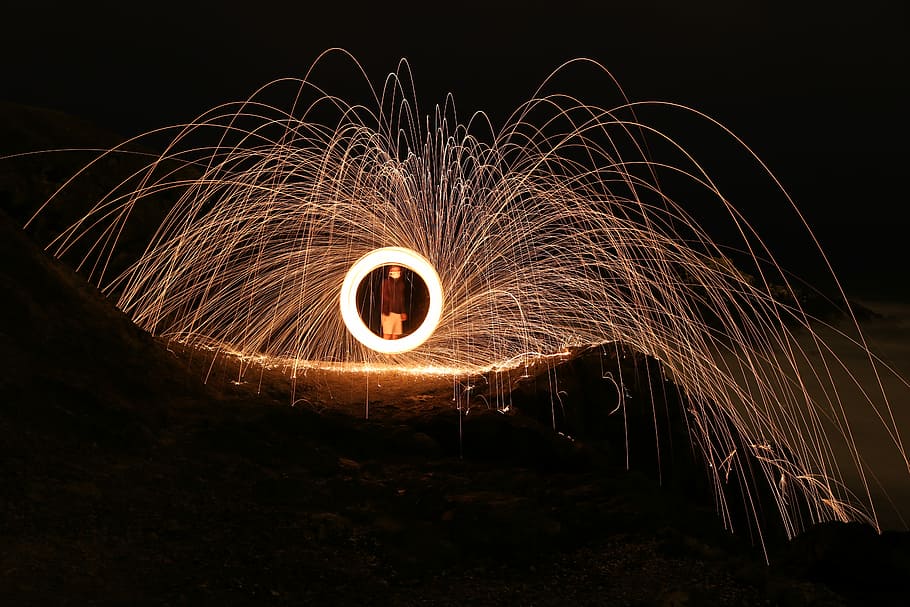 person perfoming fire dancing during daytime, person fire dancing HD wallpaper