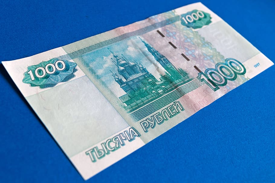 1000 Banknote on Top of Blue Surface, bank notes, bills, cash HD wallpaper