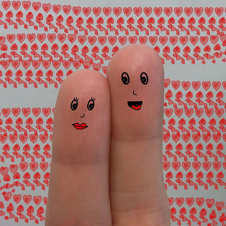finger couples, love, feeling, valentine's day, wedding, hearts, HD wallpaper