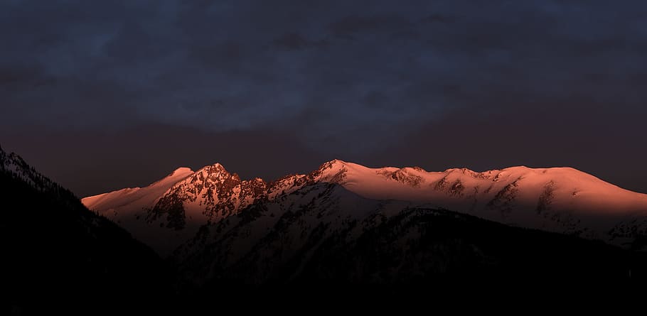 landscape photograph of mountain alps, brown mountains at golden hour HD wallpaper