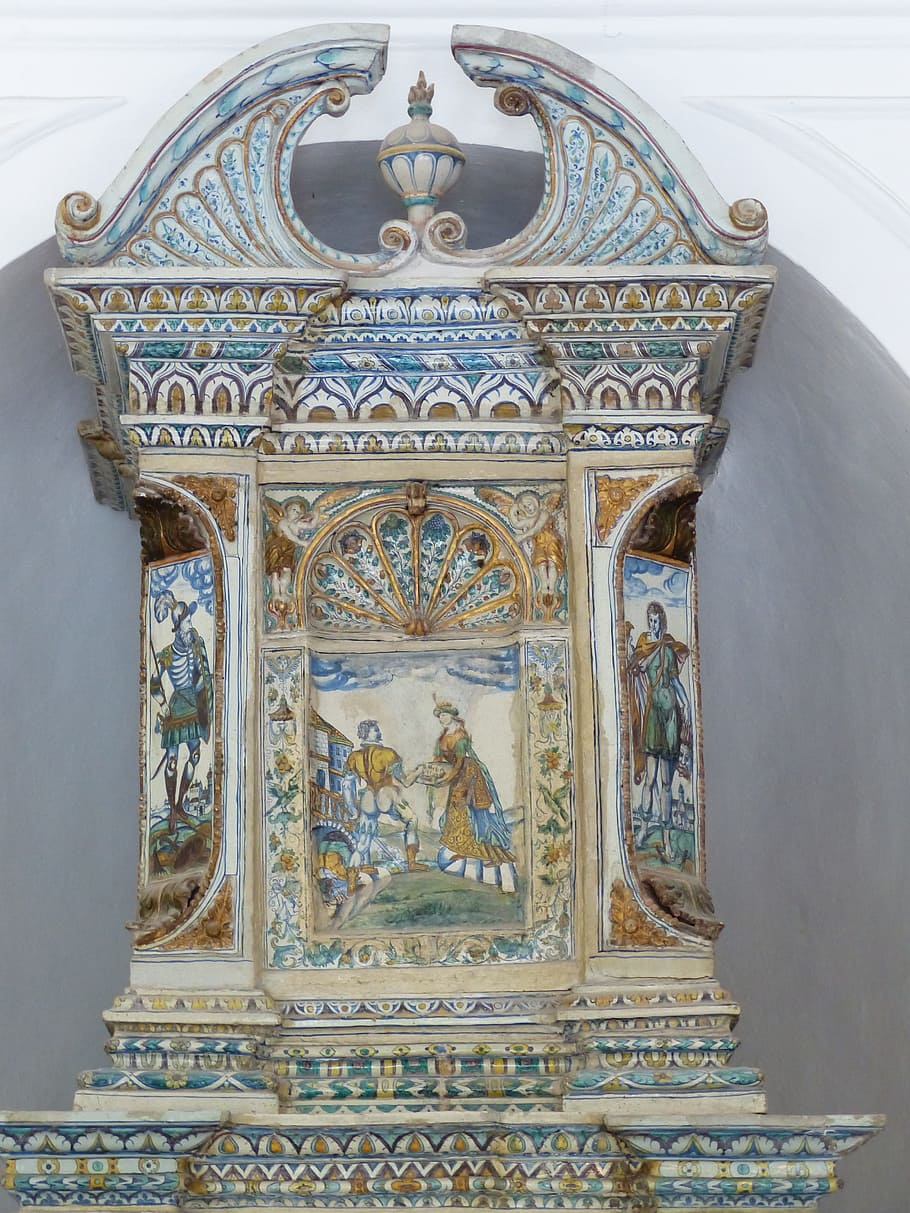 Tiled Stove, Oven, Hellbrunn, strobl workshop, faience stove HD wallpaper