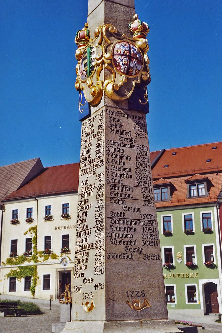 Stolpen, Thuringia Germany, post mile column, 1728, historically HD wallpaper