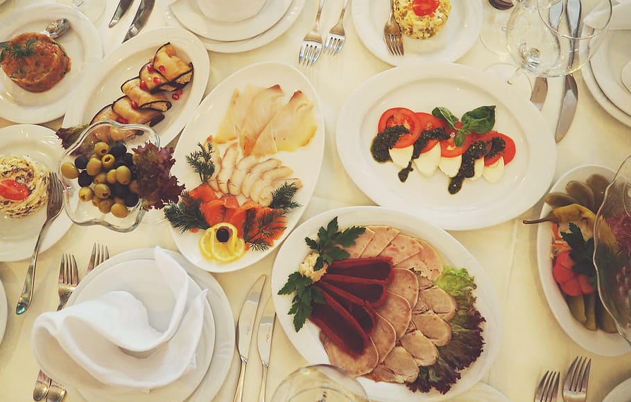 Assorted Dishes Served on White Ceramic Oval Plate on the Table HD wallpaper