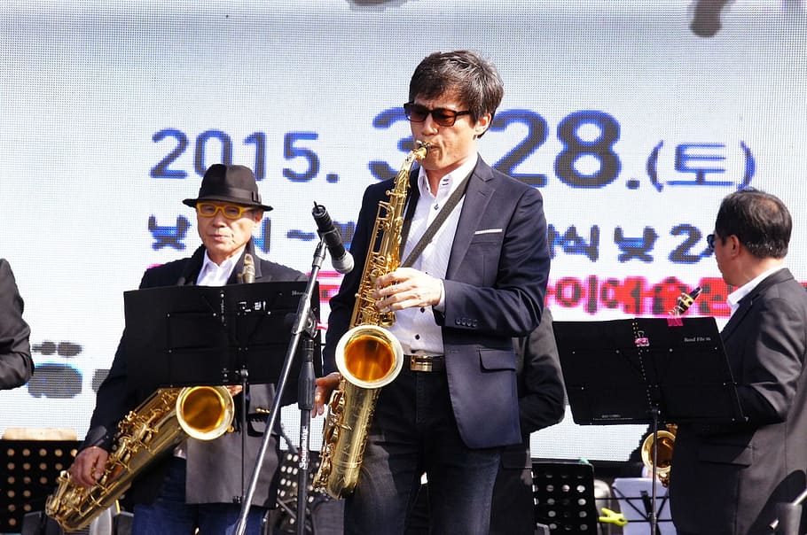 saxophone, ensemble, orchestra, music, musical instrument, artist HD wallpaper