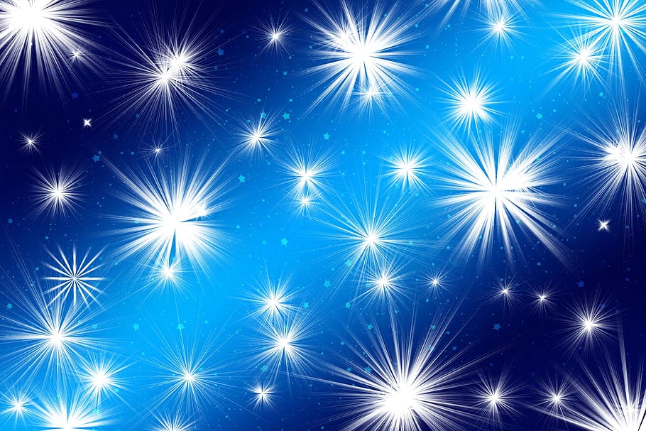 blue and white sparkling star wallpaper, christmas, advent, background, HD wallpaper