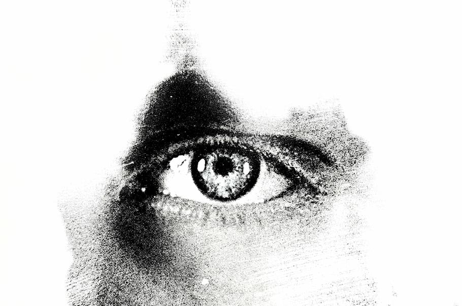human eye stencil, background, light, effect, macro, people, symbols, HD wallpaper